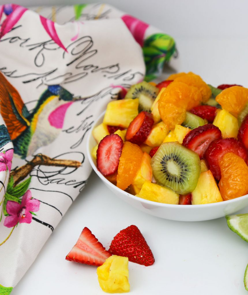 Tropical Fruit Salad with Lime Ginger Dressing
